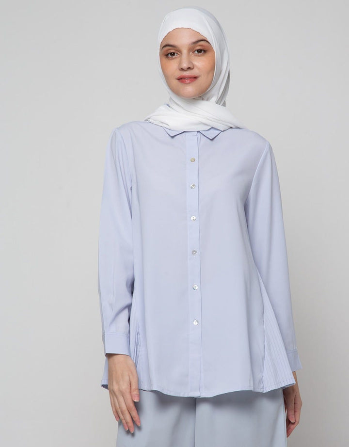Annisa Long Sleeve Shirt With Side Pleats Panel