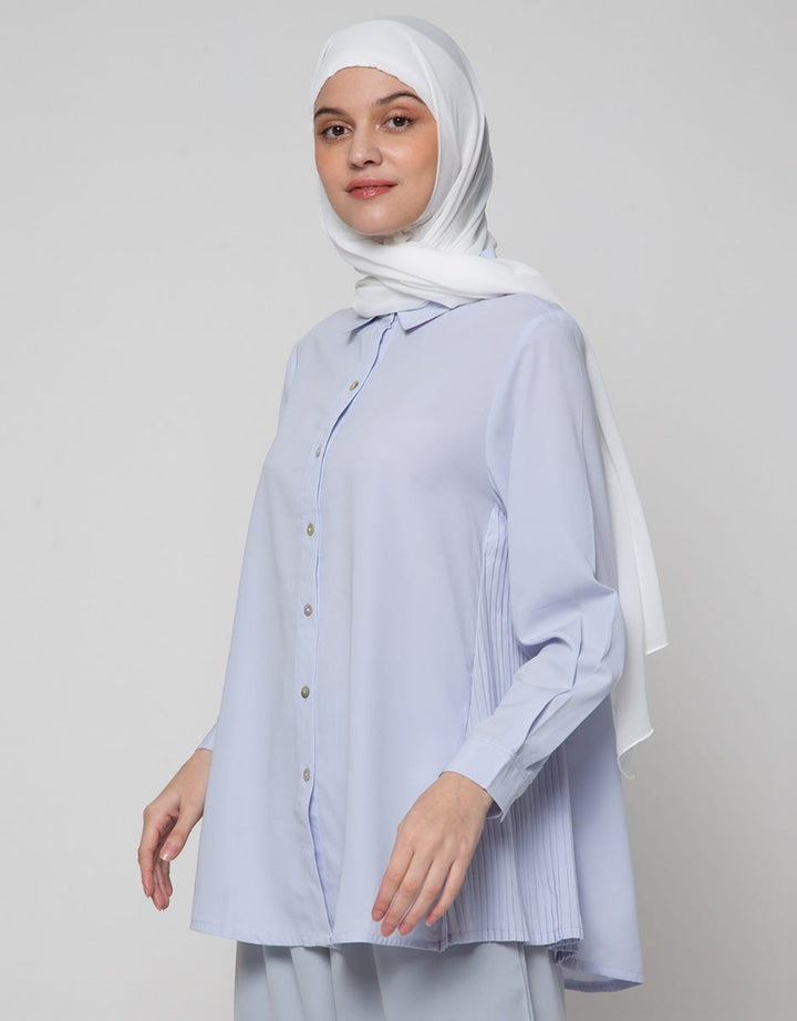 Annisa Long Sleeve Shirt With Side Pleats Panel