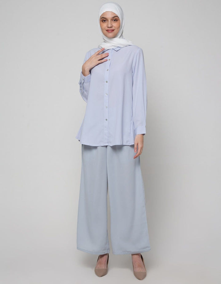 Annisa Long Sleeve Shirt With Side Pleats Panel