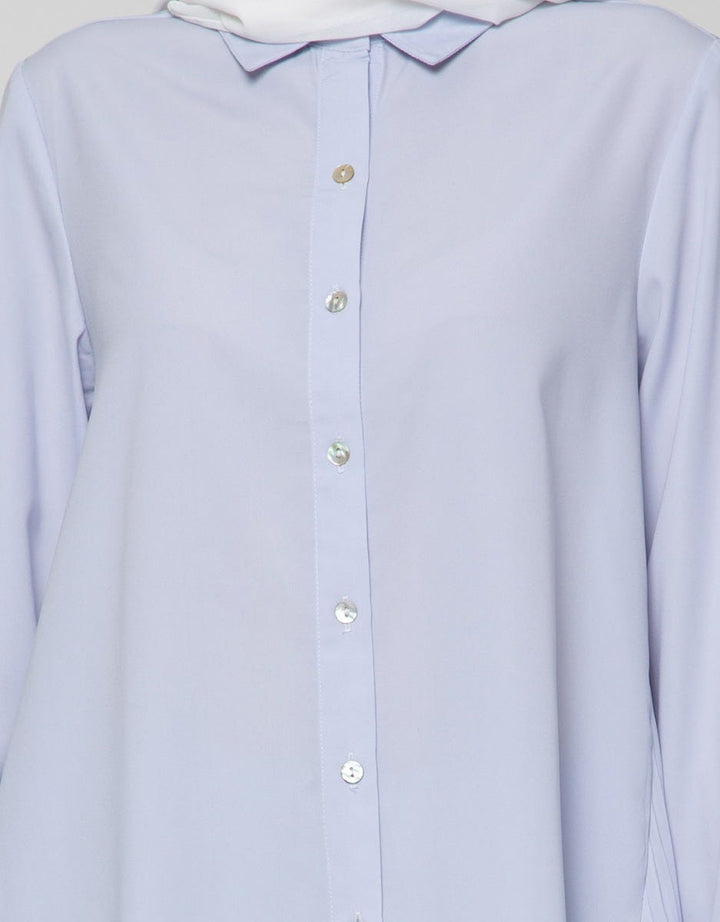Annisa Long Sleeve Shirt With Side Pleats Panel