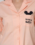 Disney Short Sleeve Shirt Dlish Placket Embro Cupcake