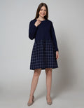 Nevada Long Sleeve Checked Midi Dress