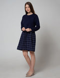 Nevada Long Sleeve Checked Midi Dress