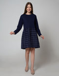 Nevada Long Sleeve Checked Midi Dress