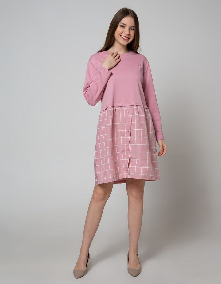 Nevada Long Sleeve Checked Midi Dress