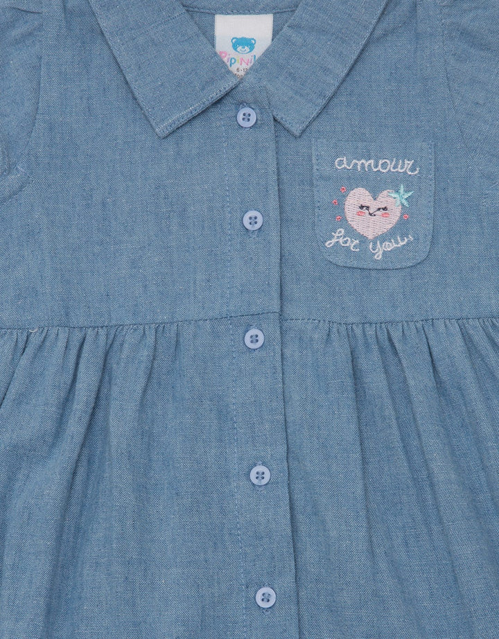 Pipiniko Short Sleeve Midi Dress Amour Chambray