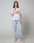 Details Short Sleeve Blouse Knit With Anglais Embro Bottom Print Chest