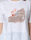 Details Short Sleeve Blouse Knit With Anglais Embro Bottom Print Chest