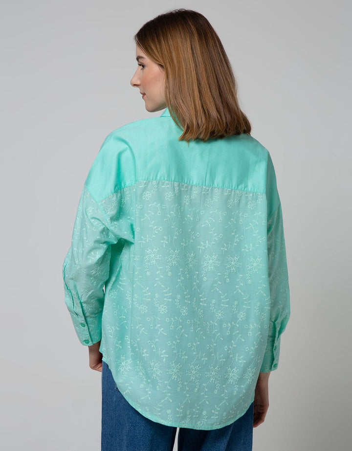 Details Long Sleeve Blouse Open Placket