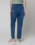 Details Denim Long Pants Highwaist With Tappered Fit
