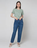 Details Denim Long Pants Highwaist With Tappered Fit