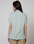 Details Short Sleeve Shirt Top Woven Rayon