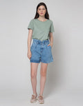 Denim Shoty Poly Button Details