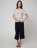 Connexion Short Sleeve Blouse Poly 2 Button Batok With Flower Print Panca
