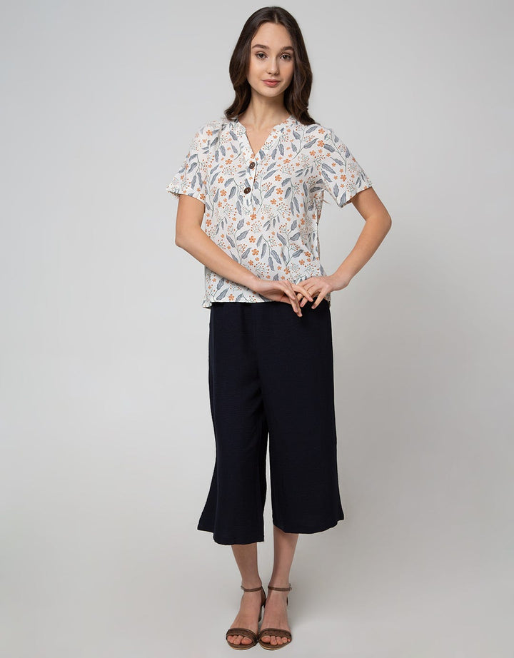 Connexion Short Sleeve Blouse Poly 2 Button Batok With Flower Print Panca