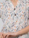 Connexion Short Sleeve Blouse Poly 2 Button Batok With Flower Print Panca