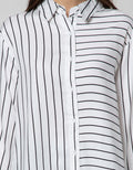 Connexion Long Sleeve Shirt Print Rayon Stripes Long Top