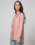 Connexion Long Sleeve Shirt Print Rayon Stripes Long Top