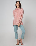 Connexion Long Sleeve Shirt Print Rayon Stripes Long Top