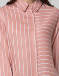 Connexion Long Sleeve Shirt Print Rayon Stripes Long Top