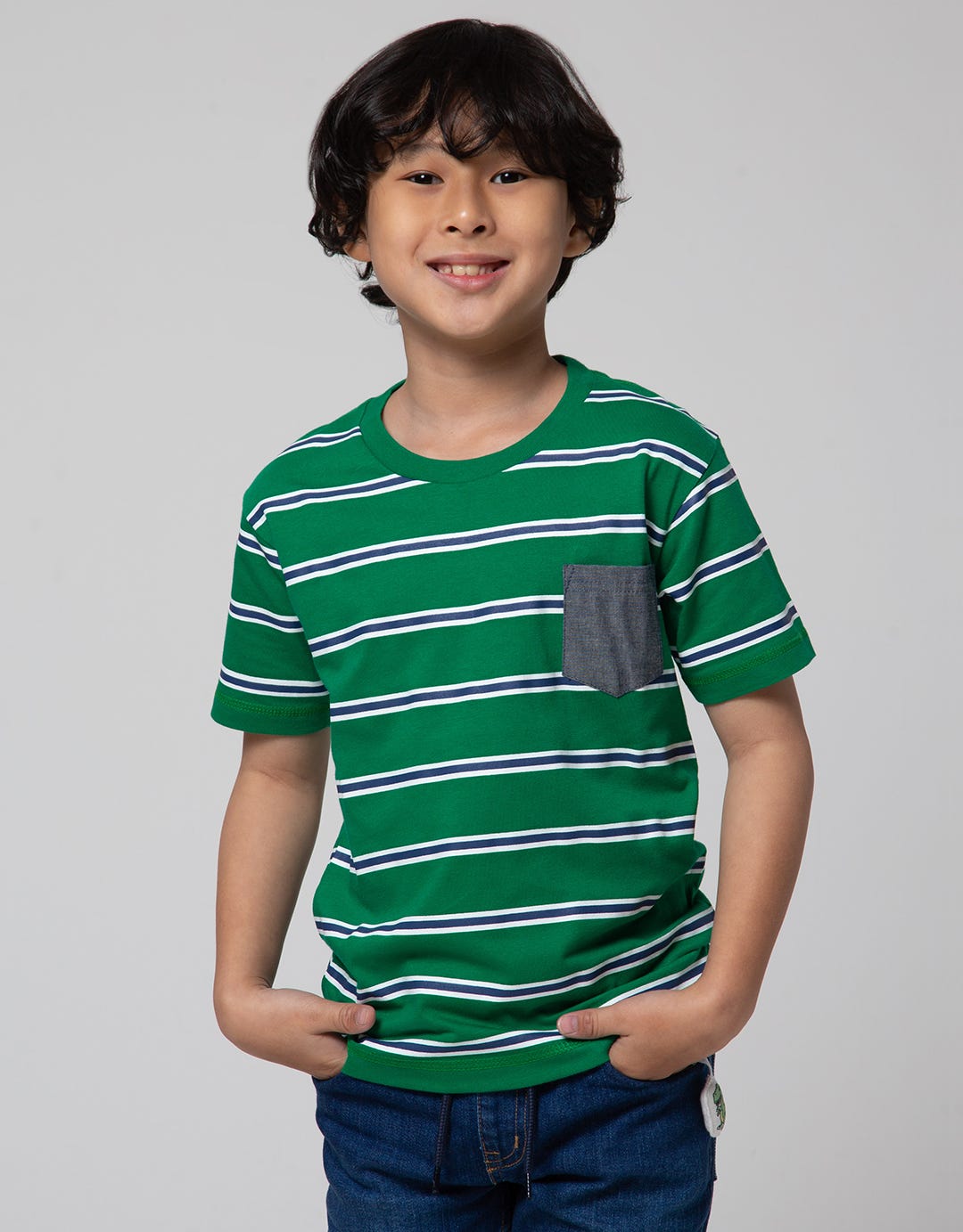 Little M Stripe Pocket Kaos Anak Laki-laki