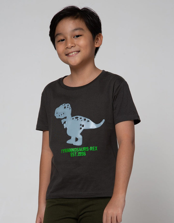 Little M Short Sleeve T-Shirt Mettalic Emboss Dino T-Rex