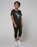 Little M Short Sleeve T-Shirt Mettalic Emboss Dino T-Rex
