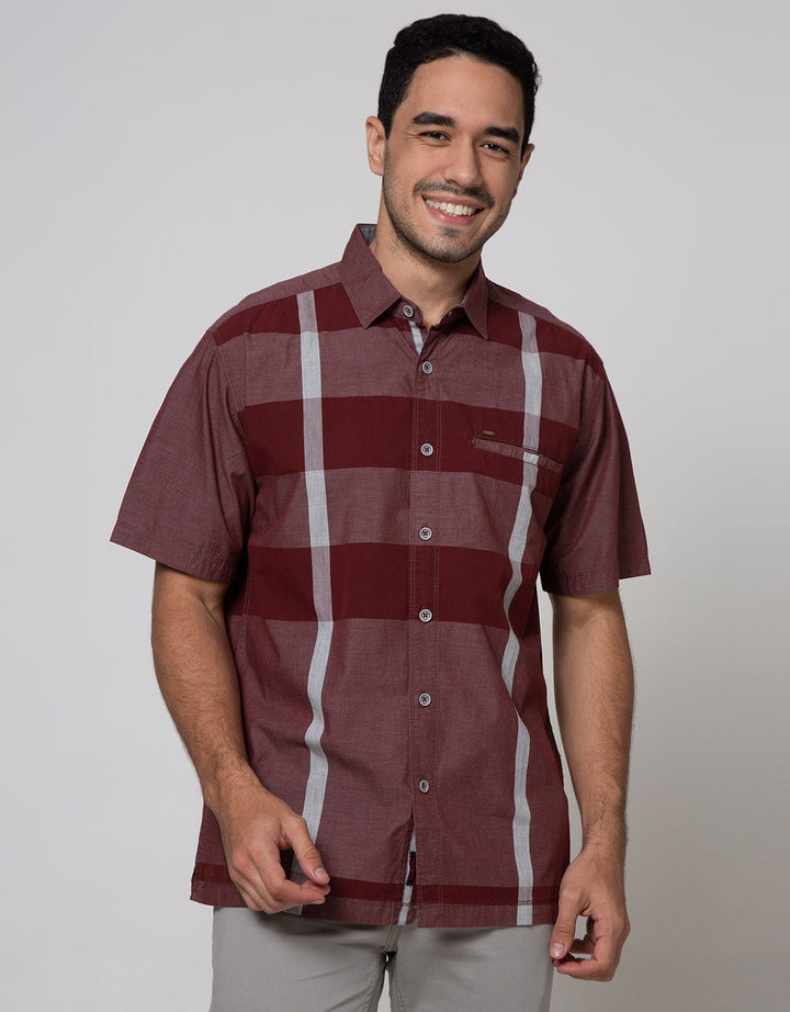 Cardinal Casual Short Sleeve Shirt Double Vertical Line