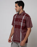 Cardinal Casual Short Sleeve Shirt Double Vertical Line
