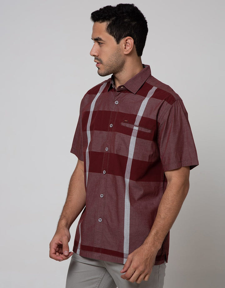 Cardinal Casual Short Sleeve Shirt Double Vertical Line