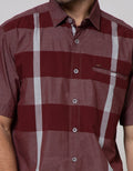 Cardinal Casual Short Sleeve Shirt Double Vertical Line