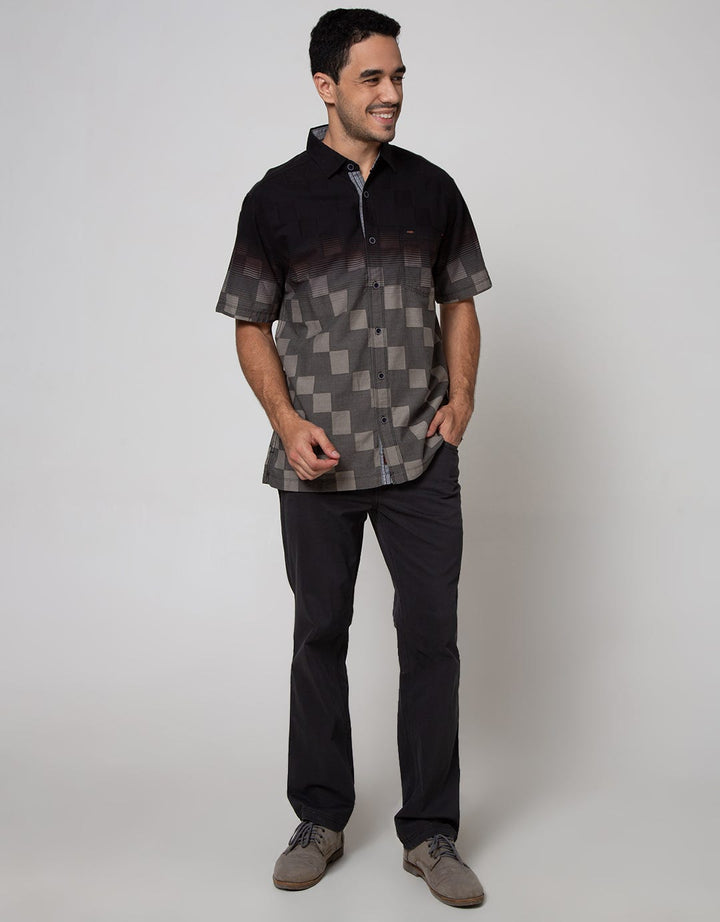 Cardinal Casual Short Sleeve Gradation Square Checked