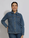 Expand Back Print Denim Jaket Wanita