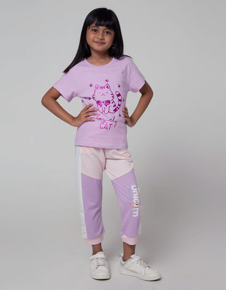 Little M Short Sleeve T-Shirt Foil Lovely Cat