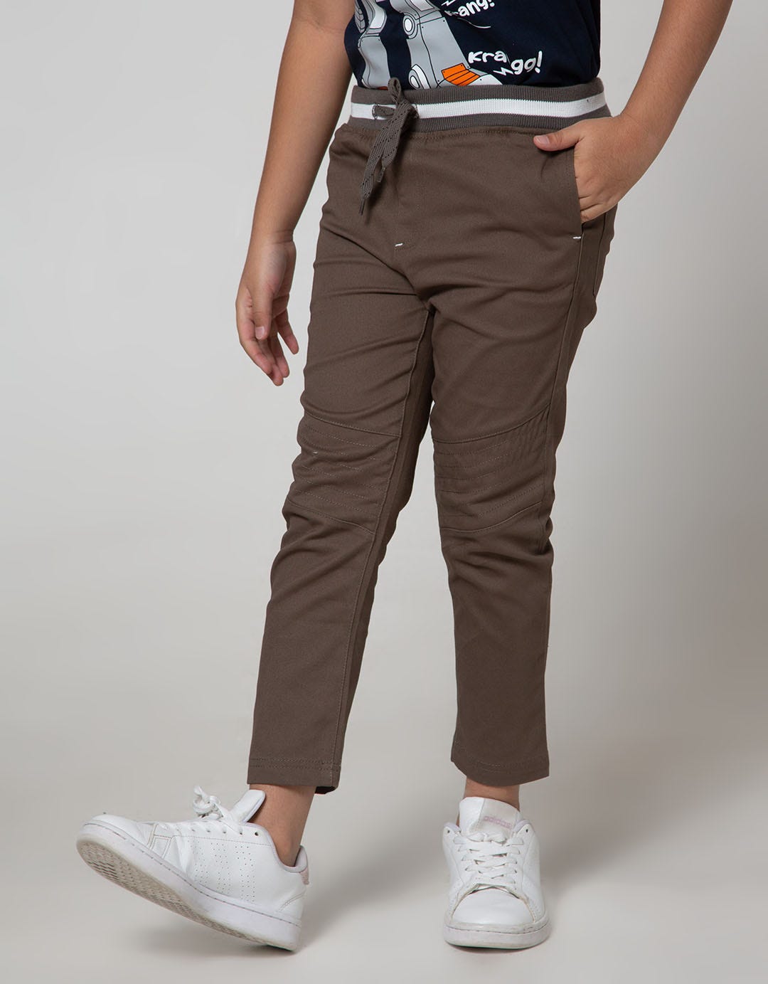 Little M Long Pants Woven Rib Cut N Sewn