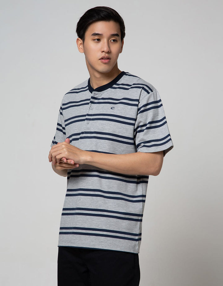 Cole Short Sleeve Henley Stripe Interlock