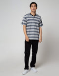 Cole Short Sleeve Henley Stripe Interlock