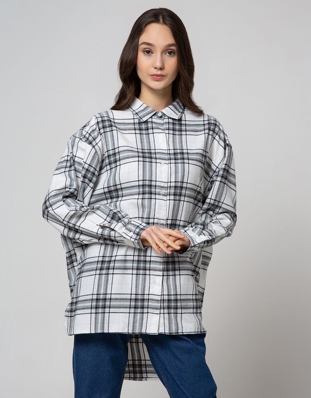 Nevada Long Sleeve Shirt Top Oversize Check