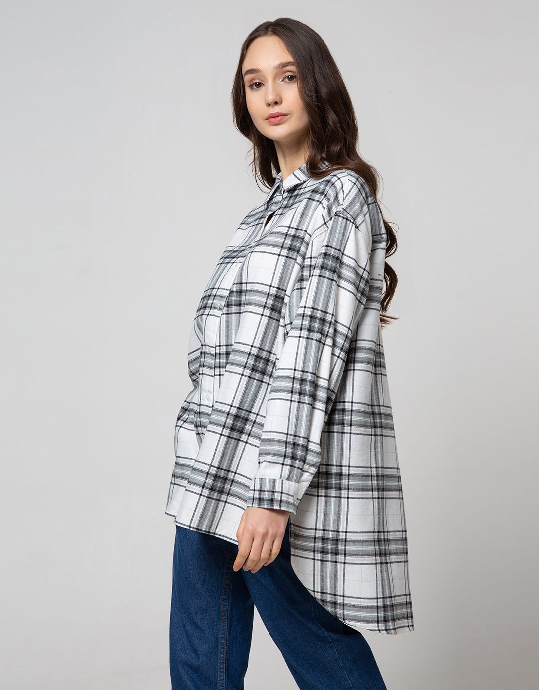 Nevada Long Sleeve Shirt Top Oversize Check