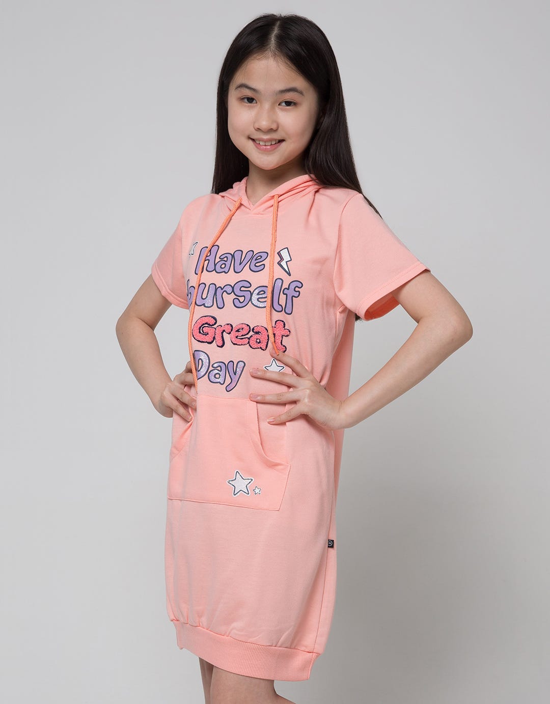 Nevada Short Sleeve Midi Dress Hoodie Print Handuk Yourself