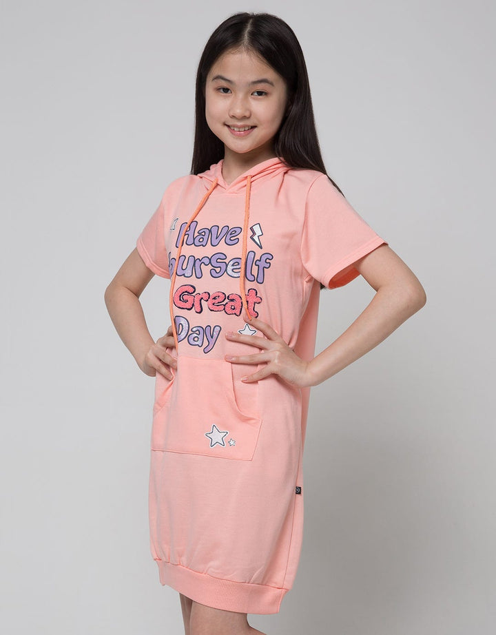 Nevada Short Sleeve Midi Dress Hoodie Print Handuk Yourself