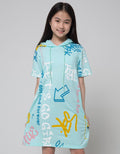 Nevada Short Sleeve Midi Dress Hoodie Full Print Grafitty