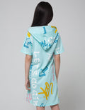 Nevada Short Sleeve Midi Dress Hoodie Full Print Grafitty
