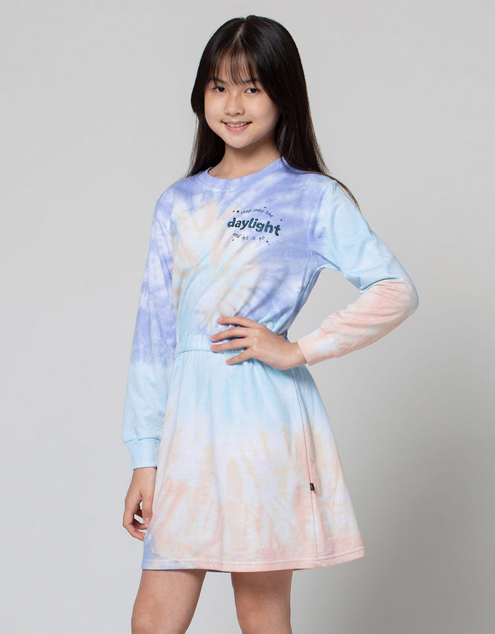 Nevada Tie Dye Serut Midi Dress Anak Perempuan