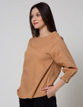 St. Yves Lengan Panjang Blouse Top Cotton Dobby Raglan