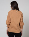 St. Yves Lengan Panjang Blouse Top Cotton Dobby Raglan