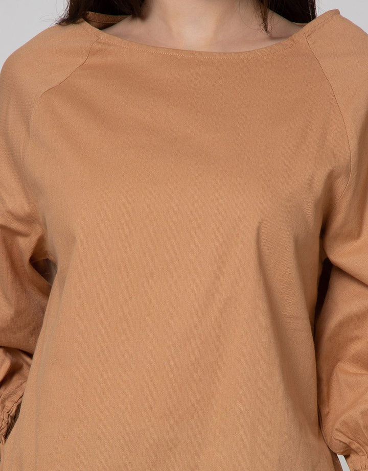St. Yves Lengan Panjang Blouse Top Cotton Dobby Raglan