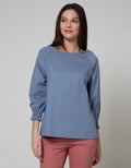 St. Yves Lengan Panjang Blouse Top Cotton Dobby Raglan