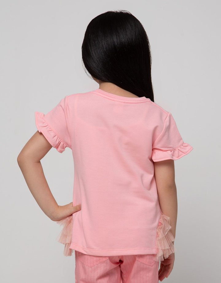 Little M Short Sleeve T-Shirt Flaminggo Ruffle