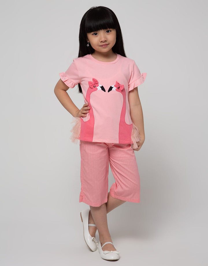 Little M Short Sleeve T-Shirt Flaminggo Ruffle